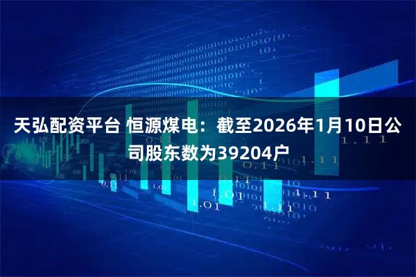 天弘配资平台 恒源煤电：截至2026年1月10日公司股东数为39204户